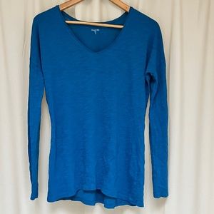 Garnet hill long sleeve deep aqua shirt v-neck nwot loose fit